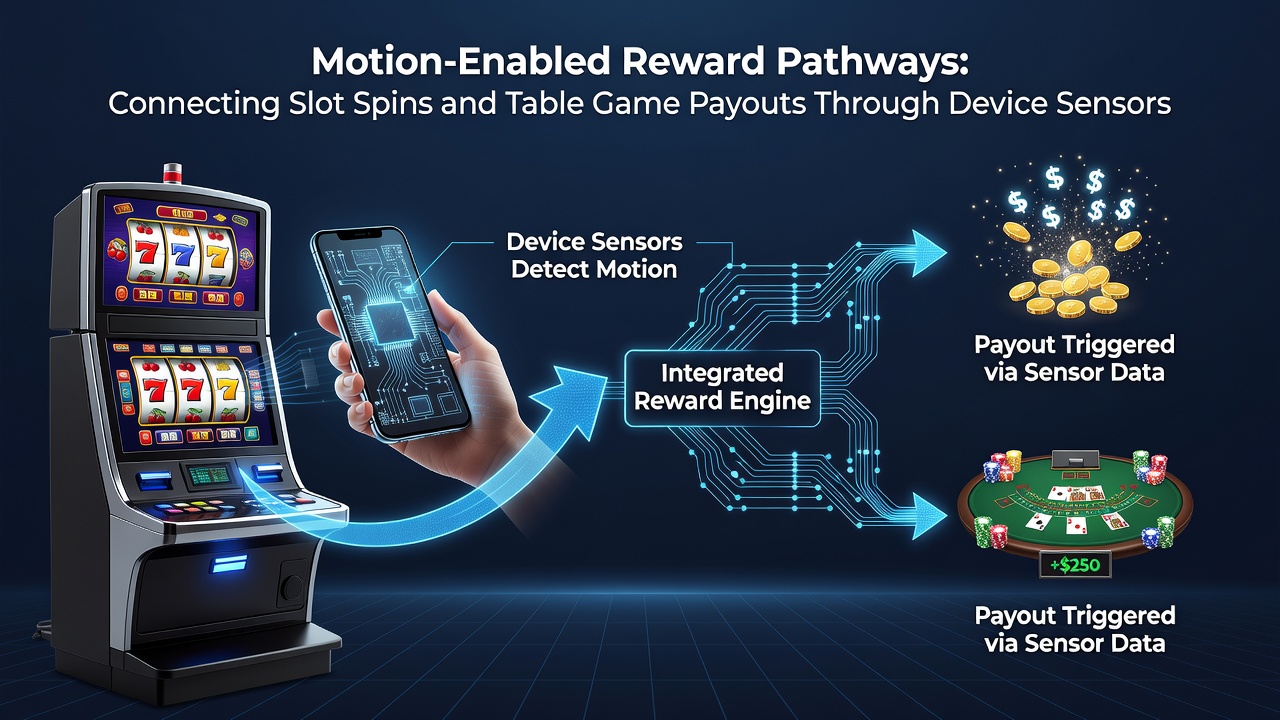 Illustration geschützter Bankkanäle und Sensor-Datenflüsse zwischen mobilen Slots und Tischspielen