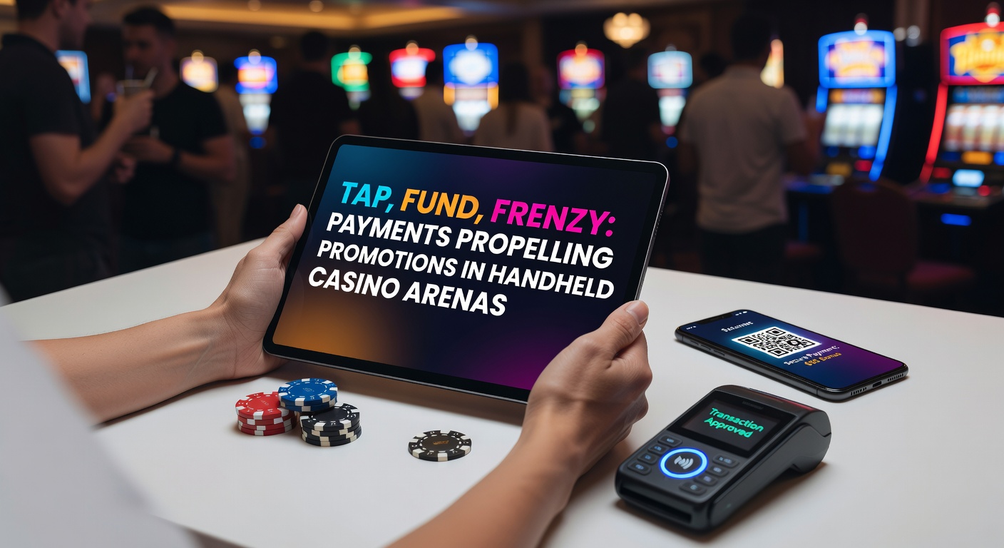 Smartphone mit Casino-App und Tap-to-Pay-Symbolen, das Einzahlungen und Boni visualisiert
